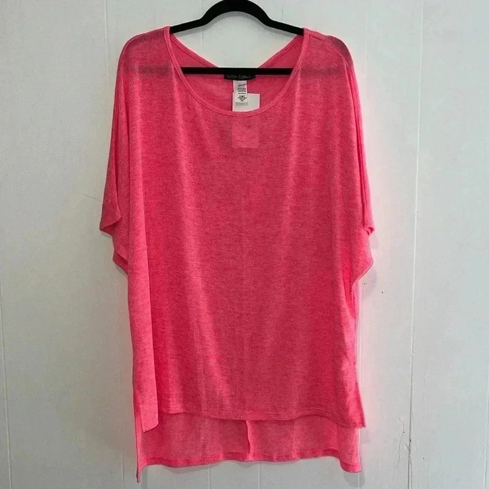 NWT Glitzy Girlz Curvy Just Wanna Have Fun Neon Pink Plus Size Y7